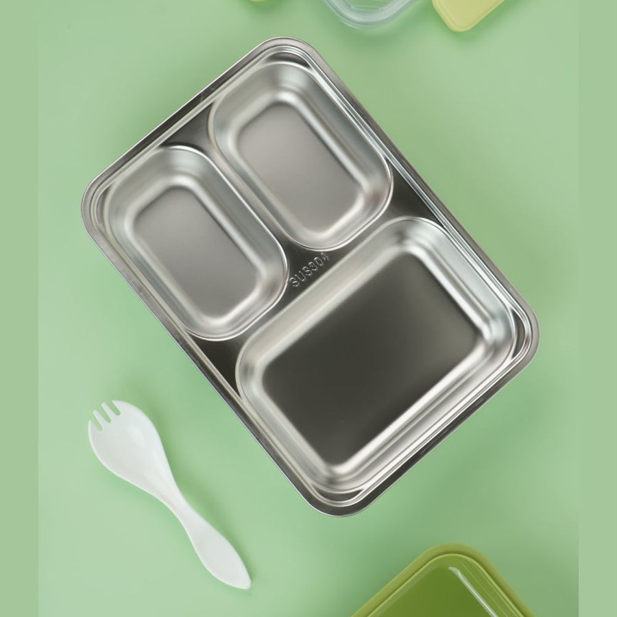 Little Surprise Box, Rock Dino Green Big Size Stainless Steel Kids Lunch Box