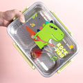 Little Surprise Box, Rock Dino Green Big Size Stainless Steel Kids Lunch Box