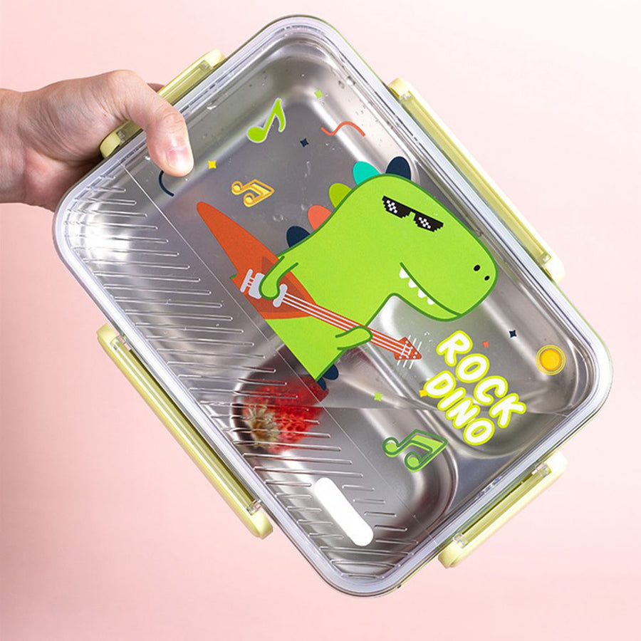 Little Surprise Box, Rock Dino Green Big Size Stainless Steel Kids Lunch Box