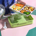 Little Surprise Box, Rock Dino Green Big Size Stainless Steel Kids Lunch Box