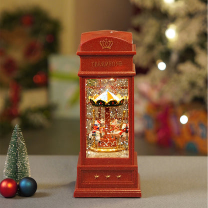 London Booth Carousel, Musical Rotating Glitter Water Light, Christmas Lantern