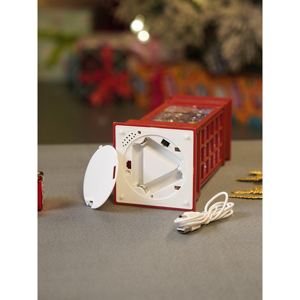 London Booth Carousel, Musical Rotating Glitter Water Light, Christmas Lantern