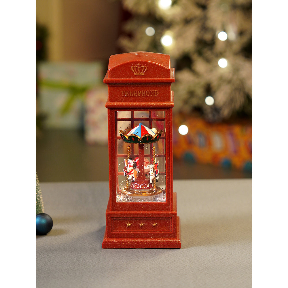 London Booth Carousel, Musical Rotating Glitter Water Light, Christmas Lantern