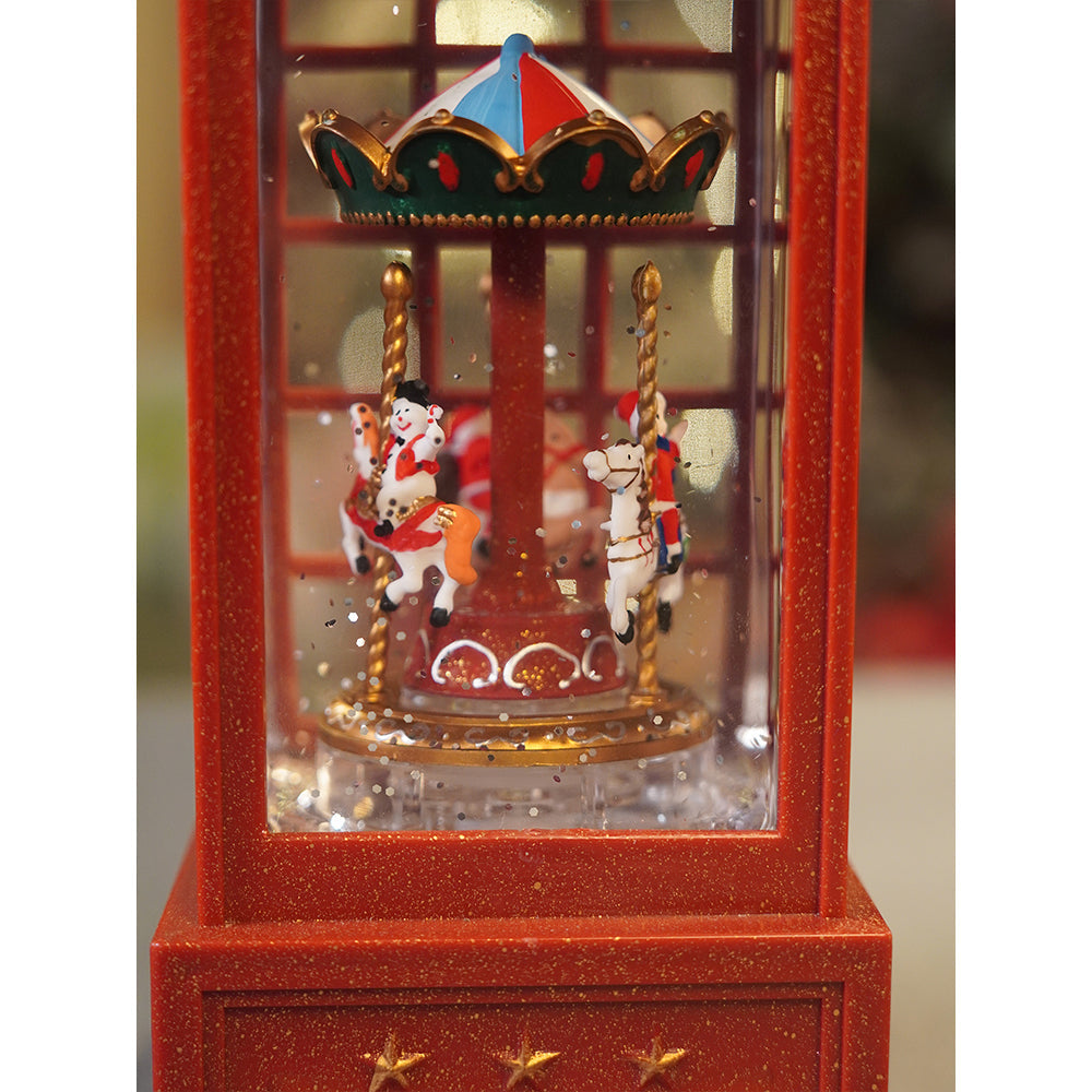 London Booth Carousel, Musical Rotating Glitter Water Light, Christmas Lantern