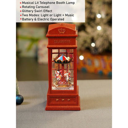London Booth Carousel, Musical Rotating Glitter Water Light, Christmas Lantern