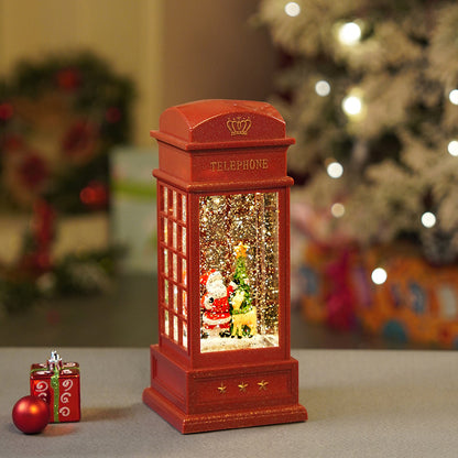London Booth Santa with Tree and Deer, Musical Glitter Water Light, Christmas Lantern