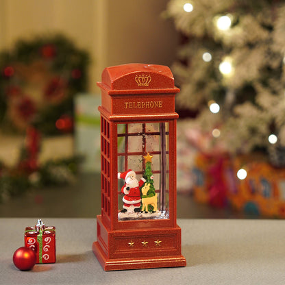 London Booth Santa with Tree and Deer, Musical Glitter Water Light, Christmas Lantern
