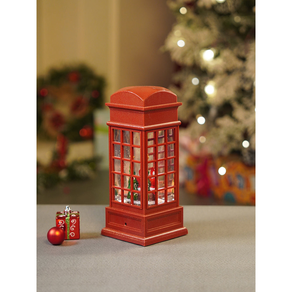 London Booth Santa with Tree and Deer, Musical Glitter Water Light, Christmas Lantern