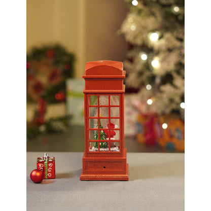 London Booth Santa with Tree and Deer, Musical Glitter Water Light, Christmas Lantern