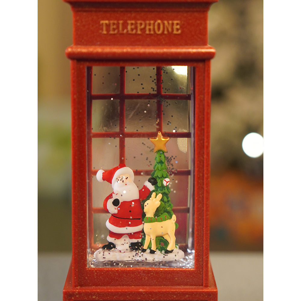 London Booth Santa with Tree and Deer, Musical Glitter Water Light, Christmas Lantern