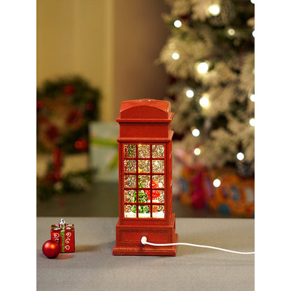 London Booth Santa with Tree and Deer, Musical Glitter Water Light, Christmas Lantern