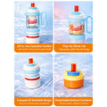 Light Blue White 4 in one Water Bottle , infuser & mini snack box for teens and Adults, 1000ml