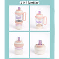 Pink White 4 in one Water Bottle , infuser & mini snack box for teens and Adults, 1000ml