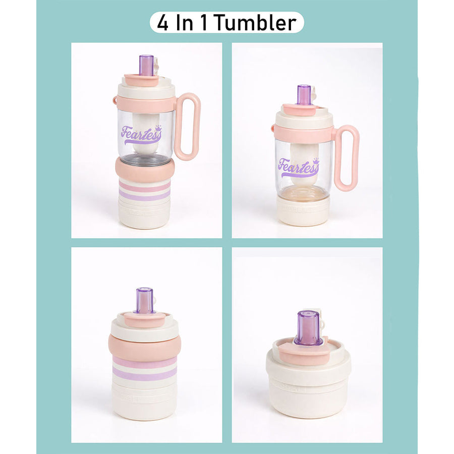 Pink White 4 in one Water Bottle , infuser & mini snack box for teens and Adults, 1000ml