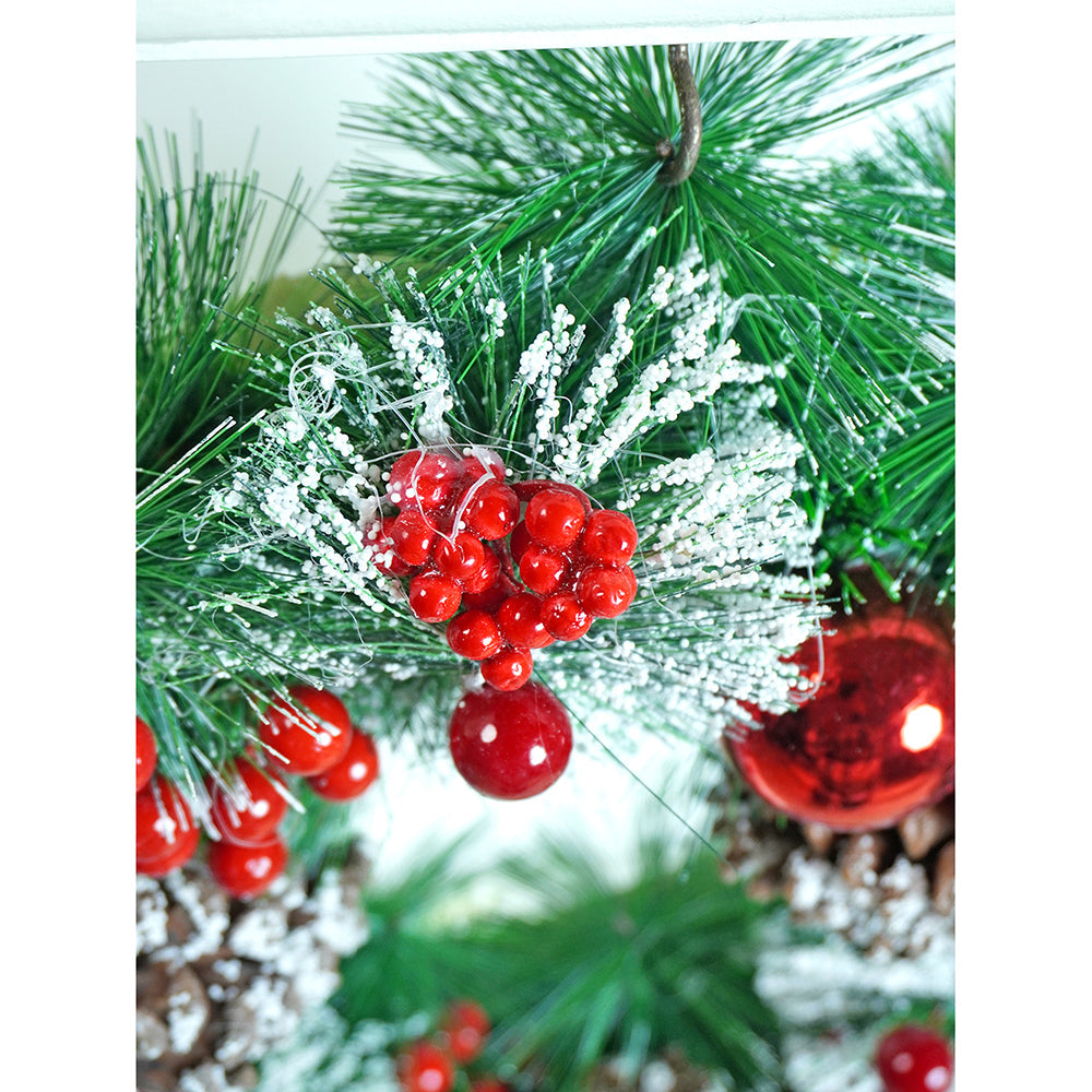 15 inches Big Frosty Pinecone Artificial Christmas wreath for Door Wall & Christmas Décor