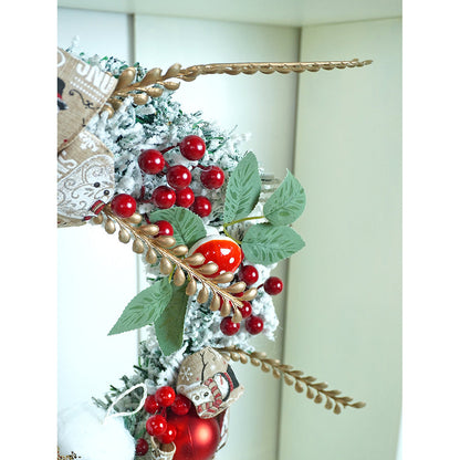 17 inches White Bushy Christmas Wreath with Snowman Berries & Jute accents Christmas Wall and Door Décor