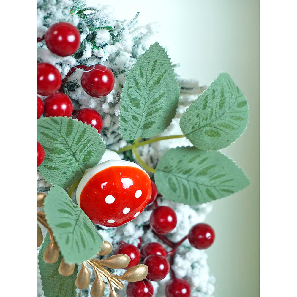 17 inches White Bushy Christmas Wreath with Snowman Berries & Jute accents Christmas Wall and Door Décor