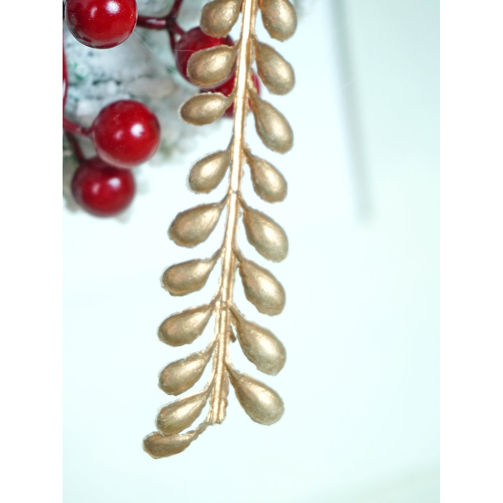 17 inches White Bushy Christmas Wreath with Snowman Berries & Jute accents Christmas Wall and Door Décor