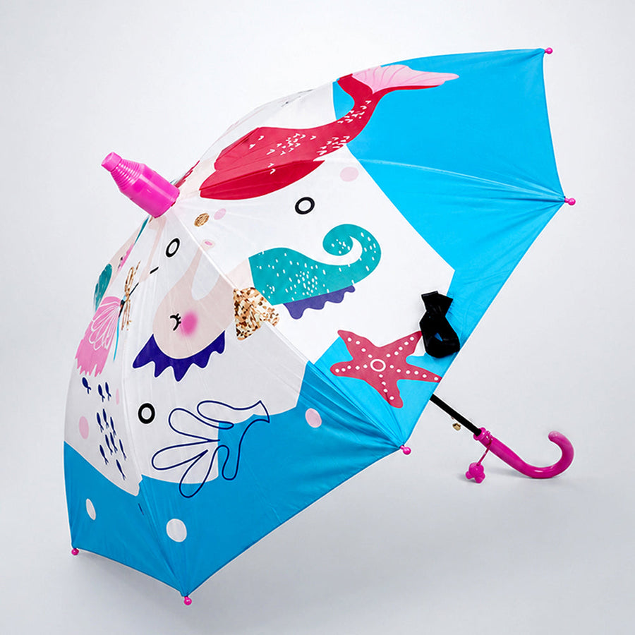 Blue Mermaid with Shutter style cover Kids-Umbrella-6-13Y