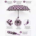 3fold Brown Frills and Checks Printed Umbrella for Teens & Adults