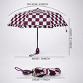 3fold Brown Frills and Checks Printed Umbrella for Teens & Adults