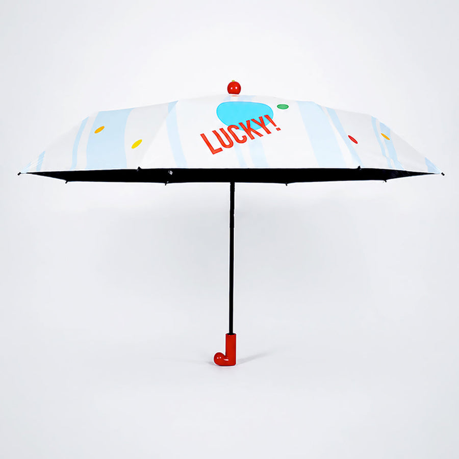 3 Fold Multi Polka with Red Boot Handle UPF 50+ Umbrella for Teens & Adults