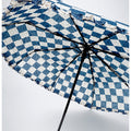 3fold Navy Frills and Checks Printed Umbrella for Teens & Adults