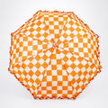 3fold Orange Frills and Checks Printed Umbrella for Teens & Adults