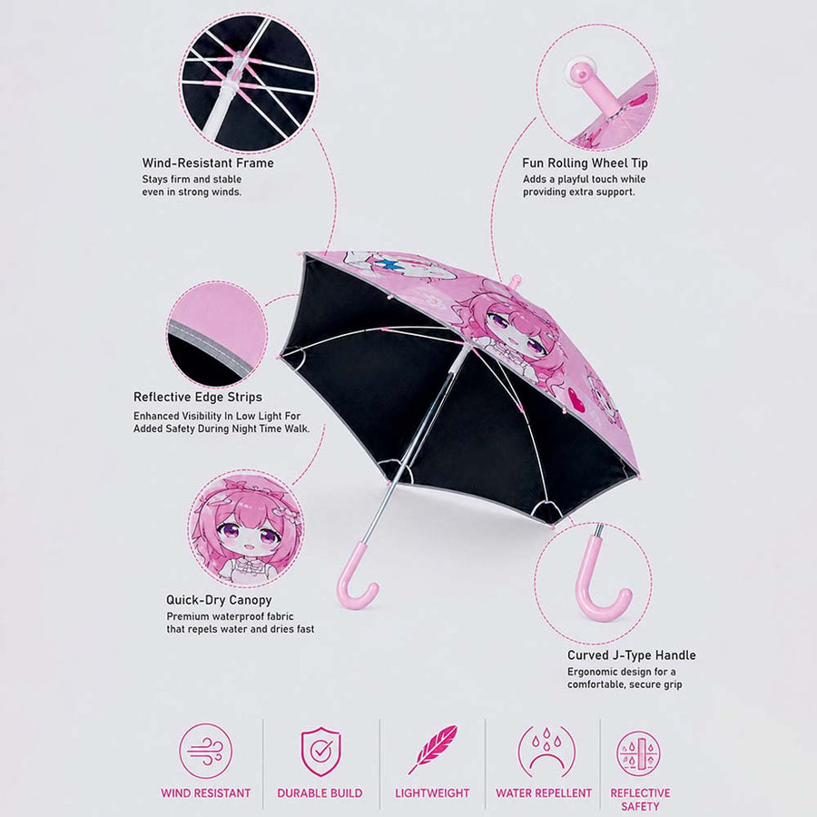 Wheel style Baby Girl Printed UPF 50+ Kids-Umbrella-5-10Y