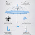 Blue Big Border Transparent Umbrella for Teens & Adults