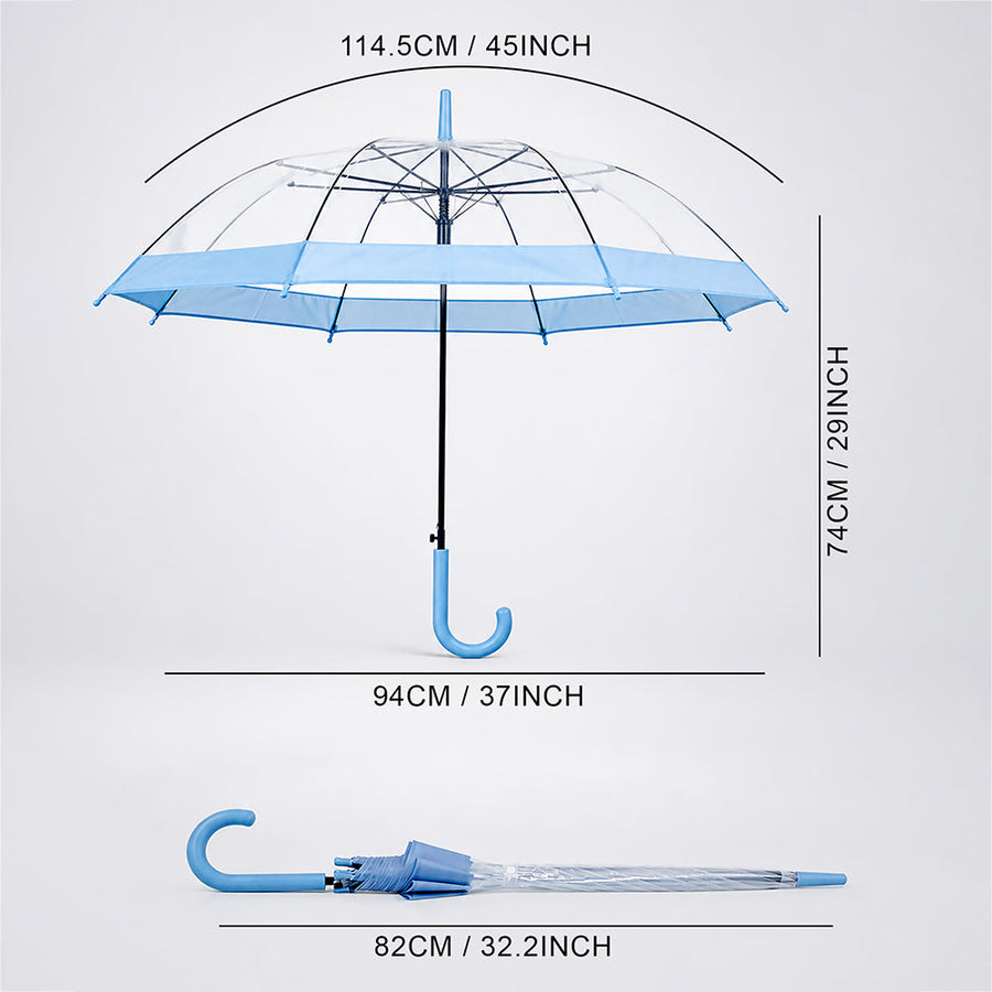 Blue Big Border Transparent Umbrella for Teens & Adults