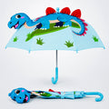 3D Face Blue Dino Spikes Umbrella for Kids-3-8Y