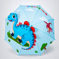 3D Face Blue Dino Spikes Umbrella for Kids-3-8Y