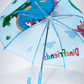 3D Face Blue Dino Spikes Umbrella for Kids-3-8Y