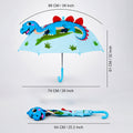 3D Face Blue Dino Spikes Umbrella for Kids-3-8Y
