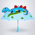 3D Face Blue Dino Spikes Umbrella for Kids-3-8Y