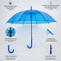 Neon Blue Jelly Transparent Umbrella for Teens & Adults