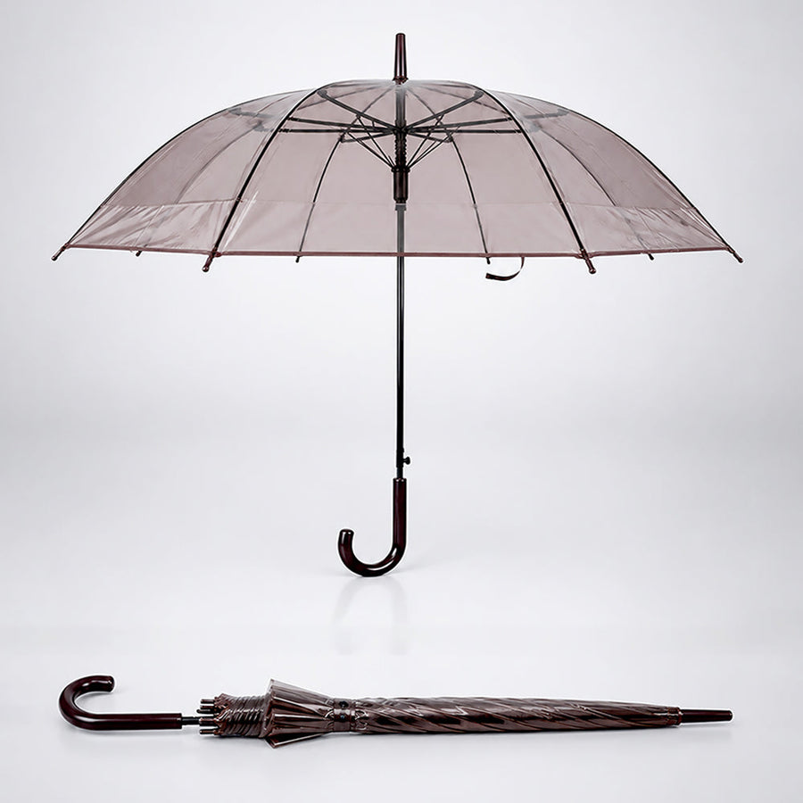 Coffee Brown Jelly Transparent Umbrella for Teens & Adults