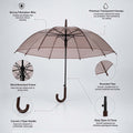 Coffee Brown Jelly Transparent Umbrella for Teens & Adults