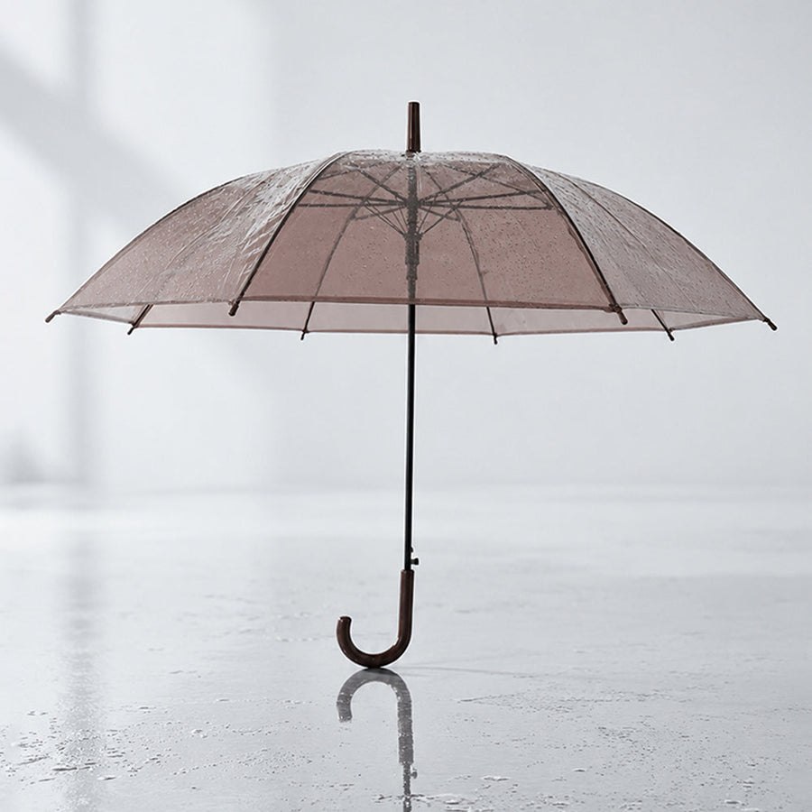 Coffee Brown Jelly Transparent Umbrella for Teens & Adults