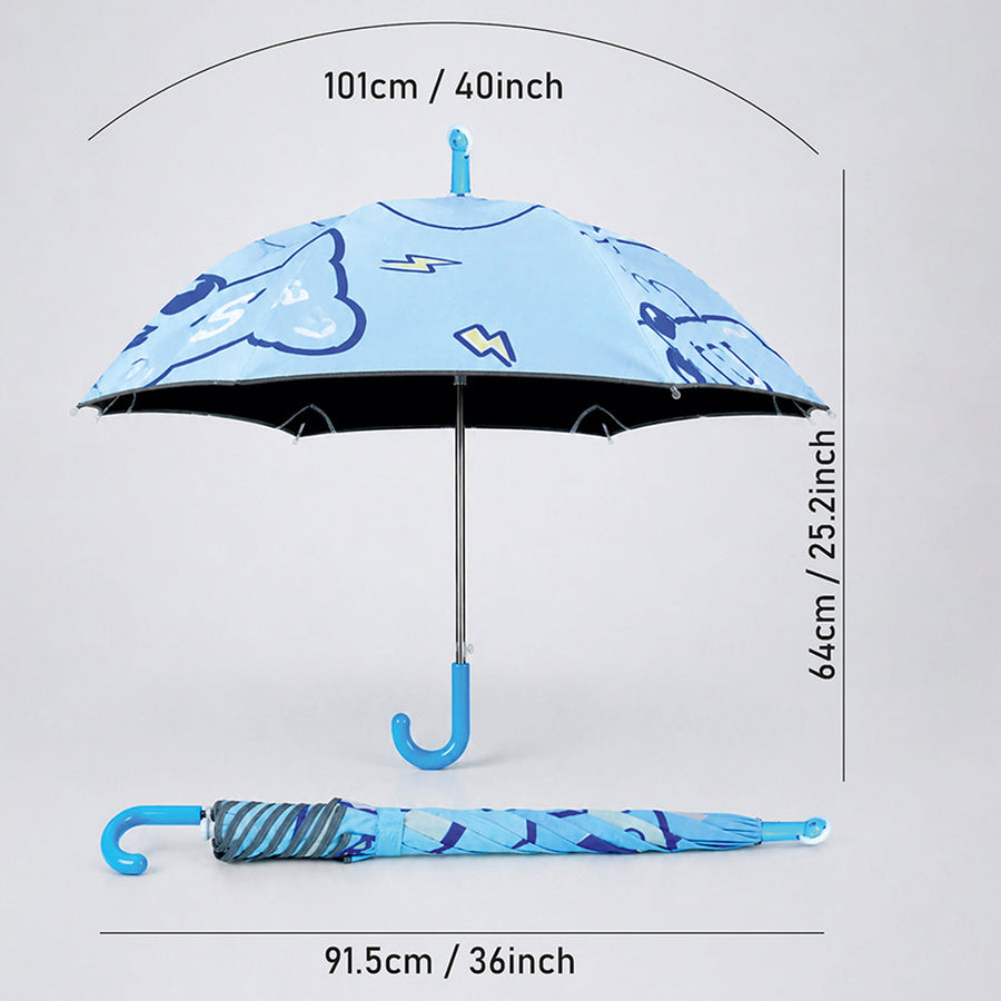 Wheel style Blue Cute Dino Printed UPF 50+ Kids-Umbrella-5-10Y