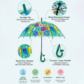 Transparent Dual Dino Panel Green Handle Printed Umbrella for Kids-3-6Y