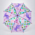 Transparent Dino Panel Pink Handle Printed Umbrella for Kids-3-6Y