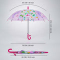Transparent Dino Panel Pink Handle Printed Umbrella for Kids-3-6Y