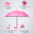 Fuchsia Pink Black Border Solid Umbrella for Adults & Teens