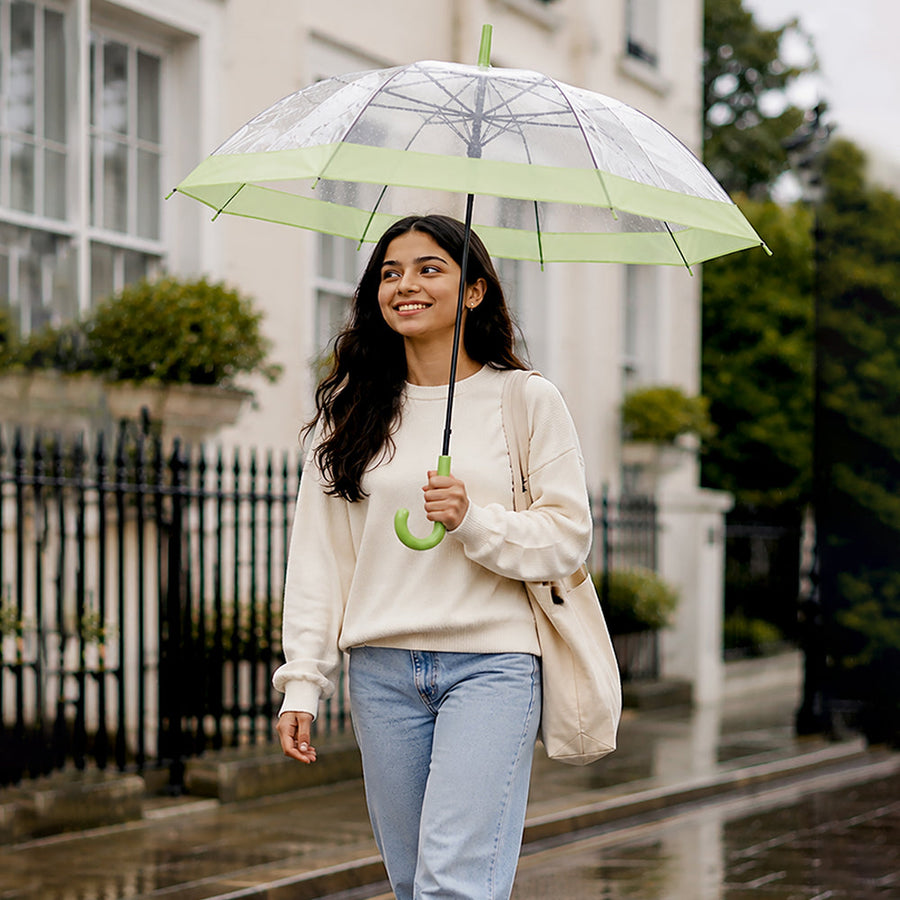 Green Big Border Transparent Umbrella for Teens & Adults