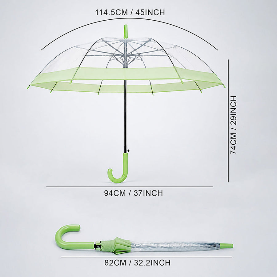 Green Big Border Transparent Umbrella for Teens & Adults