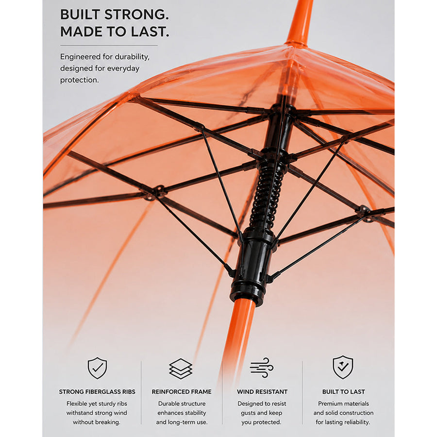 Orange Jelly Transparent Umbrella for Teens & Adults