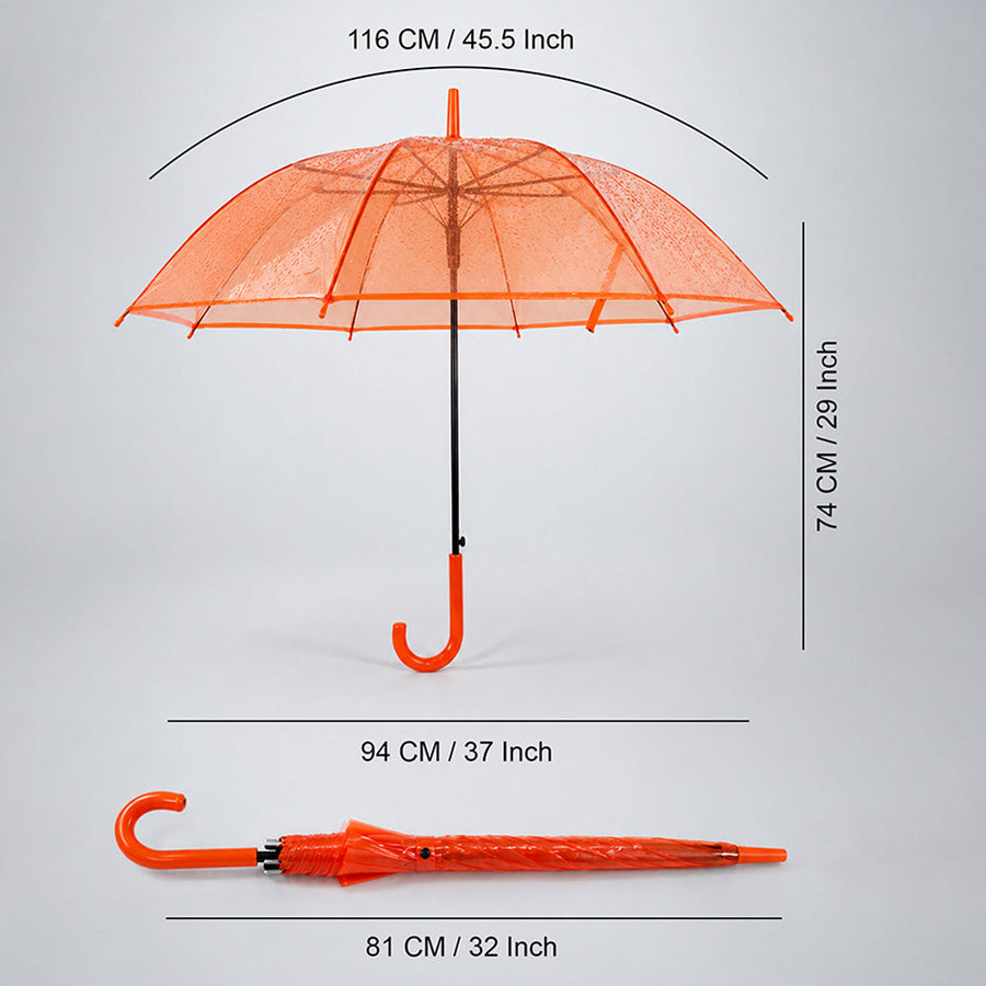Orange Jelly Transparent Umbrella for Teens & Adults