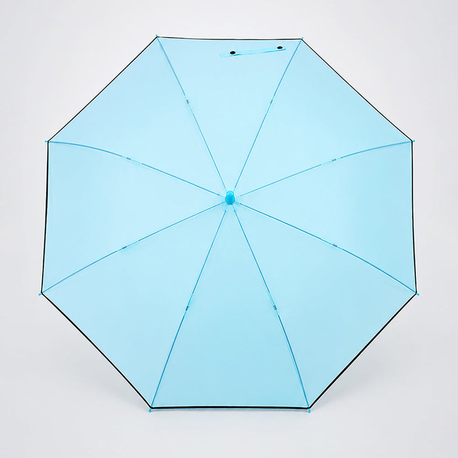 Pastel Blue Solid Black border Umbrella for Adults